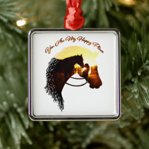 Horse You Are My Happy Place Horse Lover Female Metal Ornament