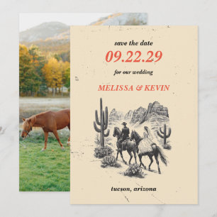 Horseback Canyon Couple Save the Date