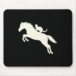 Horseback Riding Cat Silhouette For Animal Lovers Mouse Pad