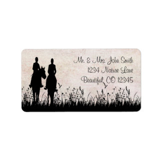 Horseback Riding Couple Equestrian  Address Label