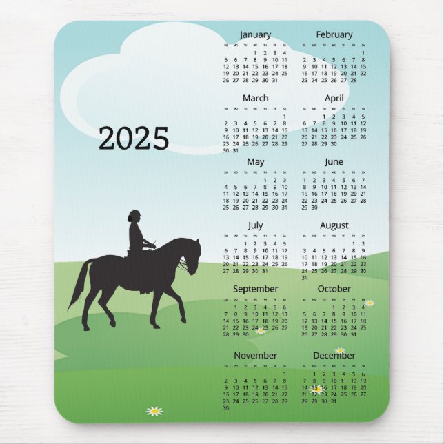 Horseback Riding Design 2025 Calendar Mouse Pad (Front)
