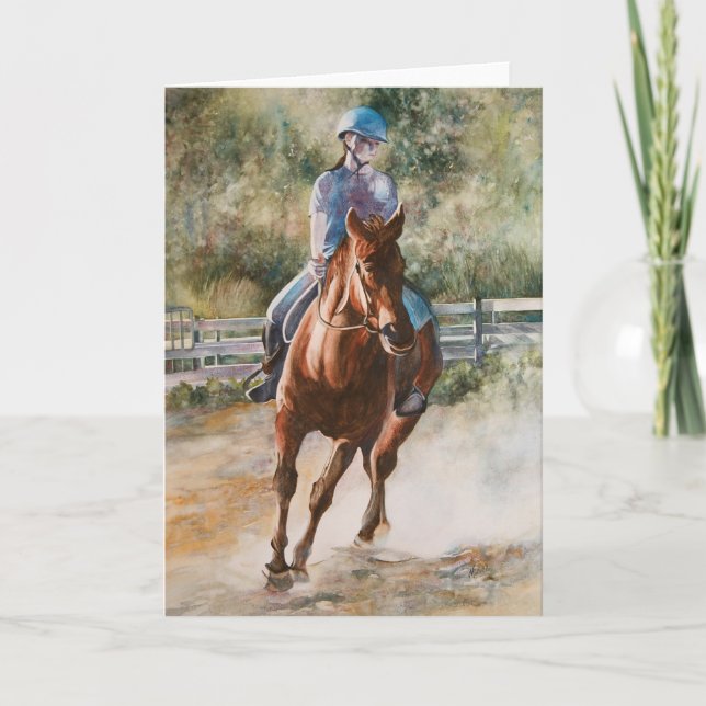 Horseback Riding Equestrian Teamwork Greeting Card (Front)