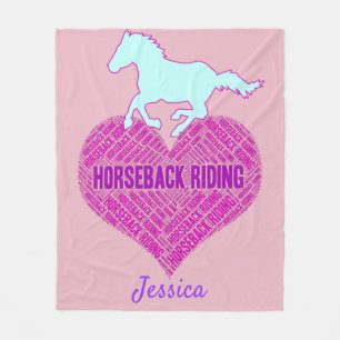 Horseback Riding Heart with Wild Pony   Fleece Blanket