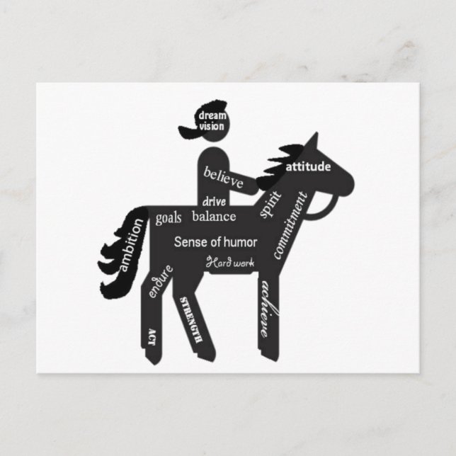 Horseback Riding, Motivational Words, Sport Postcard (Front)