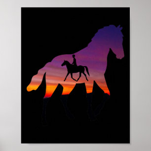Horseback Riding Sunset Horse Poster