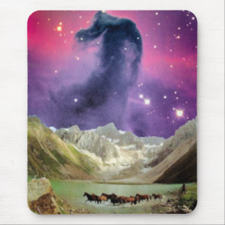 Horsehead Nebula over Running Horses Mouse Pad