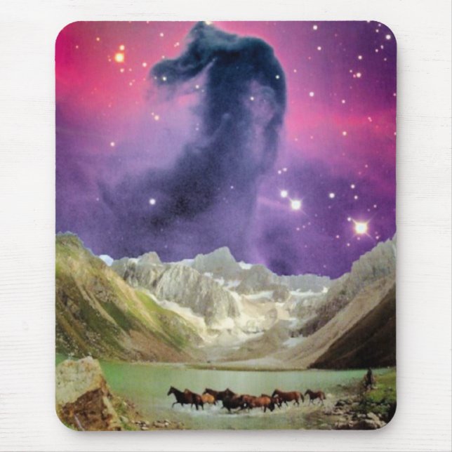 Horsehead Nebula over Running Horses Mouse Pad (Front)