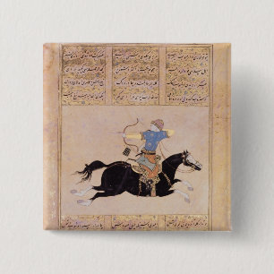 Horseman drawing his bow 2 inch square button