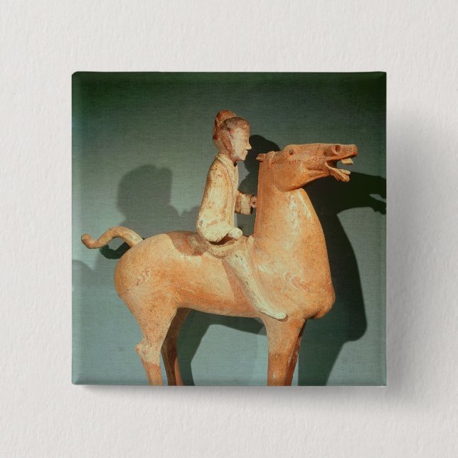 Horseman, from Xianyang, Shaanxi 2 Inch Square Button (Front)