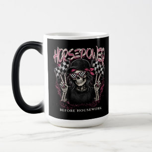 Horsepower Before Housework Cool Racing Skull Magic Mug
