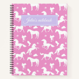 Horseriding Custom Name Equestrian Gift Pink Notebook