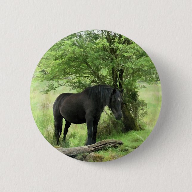 HORSES 2 INCH ROUND BUTTON (Front)