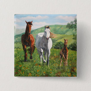 horses 2 inch square button