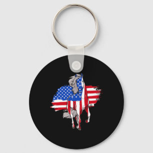 Horses America Flag 4th Of July Independence Day Keychain