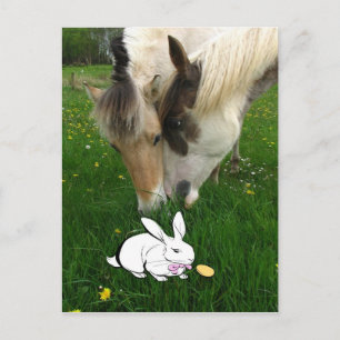 Horses and Easter Bunny Holiday Postcard
