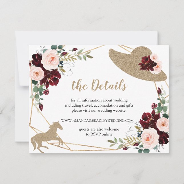 Horses and Hats Wedding details enclosure cards (Front)