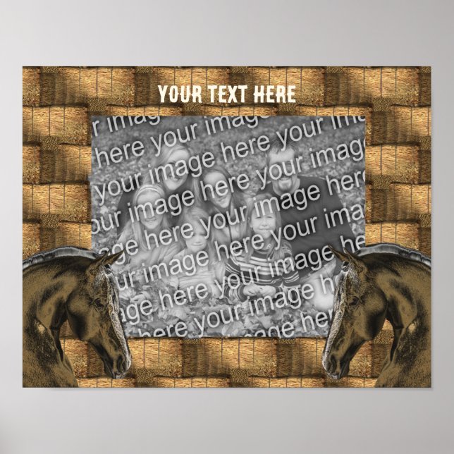 Horses And Hay Bales Add Your Photo Personalized Poster (Front)