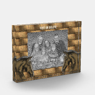Horses And Hay Bales Personalized Add Your Own Photo Block