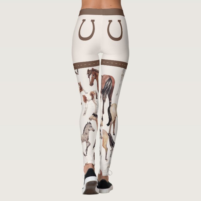 Horses and Horseshoes Neutral Colour Leggings (Back)