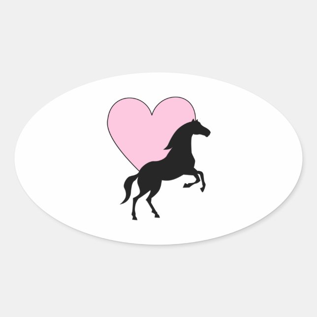 Horses and Love Oval Sticker (Front)