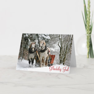 Horses and Sleigh in Winter Holiday Card