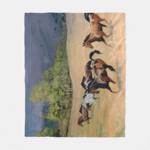 Horses and Summer Storm Fleece Blanket