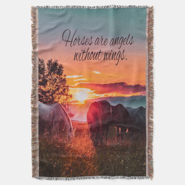 Horses are angels without wings throw blanket (Front Vertical)