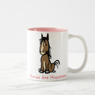 Horses Are Happiness Two-Tone Coffee Mug