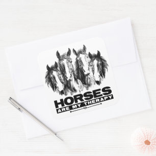 Horses Are My Therapy Horses Animal Enthusiasts Square Sticker