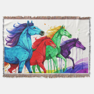 HORSES ART THROW BLANKET