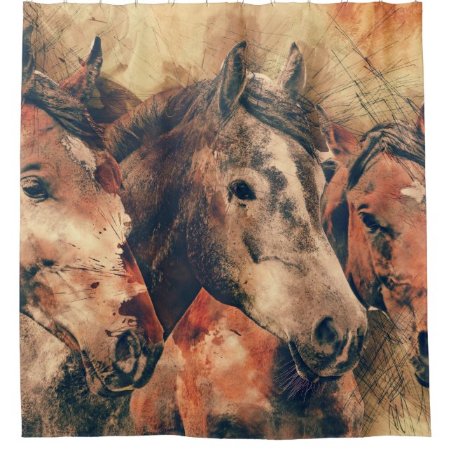 Horses Artistic Watercolor Painting Decorative (Front)