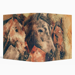 Horses Artistic Watercolor Painting Decorative Binder