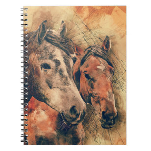 Horses Artistic Watercolor Painting Decorative Notebook