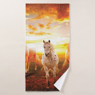 Horses at sunset throw pillow