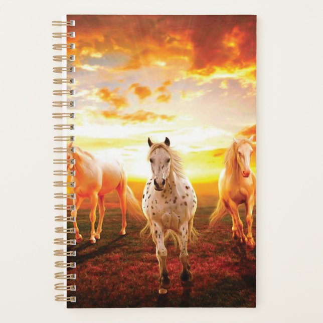 Horses at sunset throw pillow (Devant)