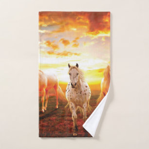 Horses at sunset throw pillow