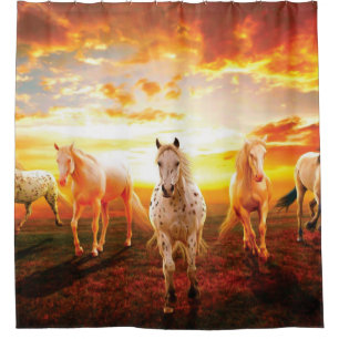 Horses at sunset throw pillow