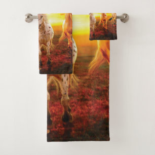 Horses at sunset throw pillow