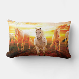 Horses at sunset throw pillow