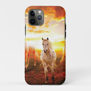 Horses at sunset throw pillow iPhone 11 pro case
