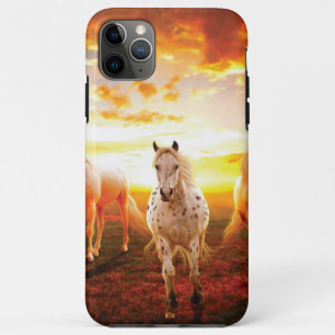 Horses at sunset throw pillow iPhone 11 pro max case
