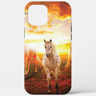 Horses at sunset throw pillow iPhone 12 pro max case
