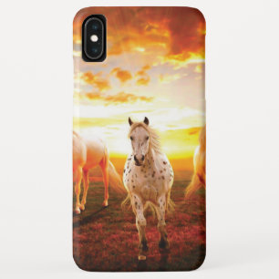 Horses at sunset throw pillow iPhone XS max case