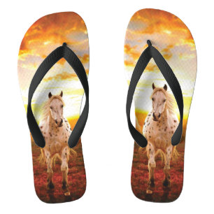 Horses at sunset throw pillow flip flops