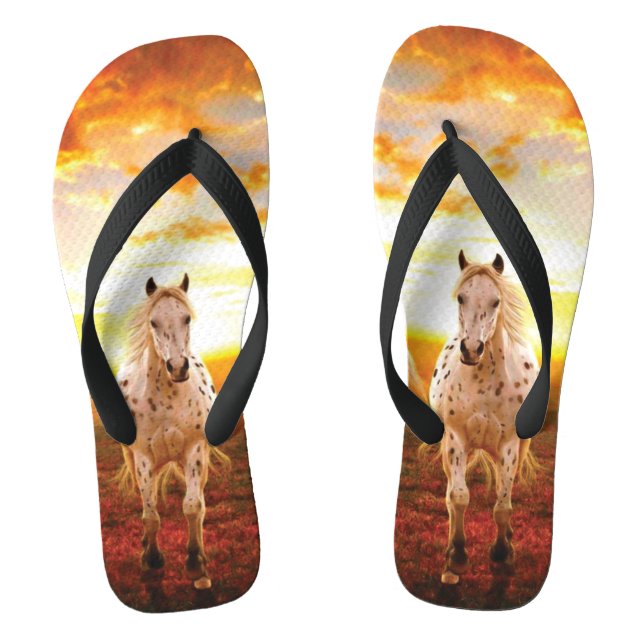 Horses at sunset throw pillow flip flops (Footbed)