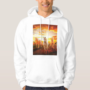 Horses at sunset throw pillow hoodie
