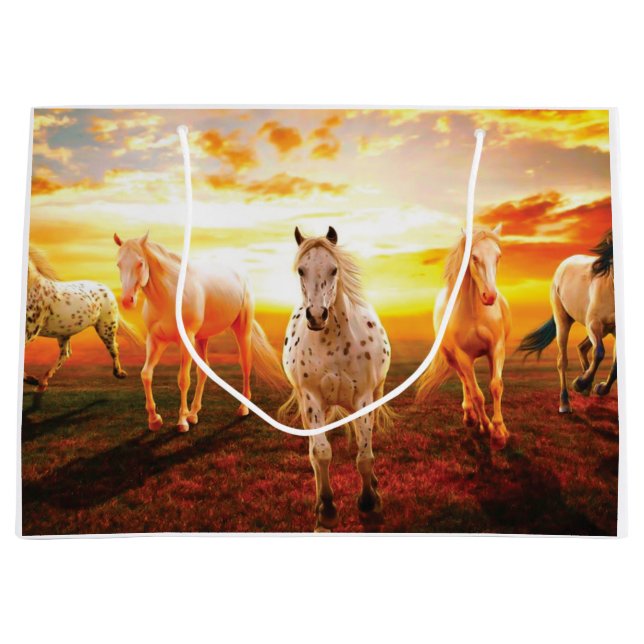 Horses at sunset throw pillow large gift bag (Front)