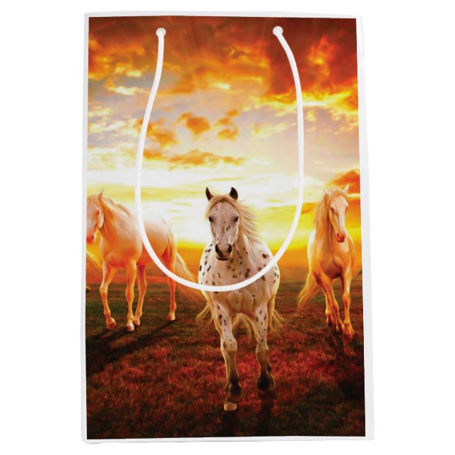 Horses at sunset throw pillow medium gift bag (Front)