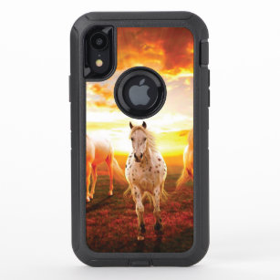 Horses at sunset throw pillow OtterBox defender iPhone XR case
