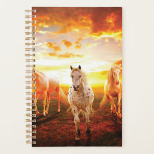 Horses at sunset throw pillow planner